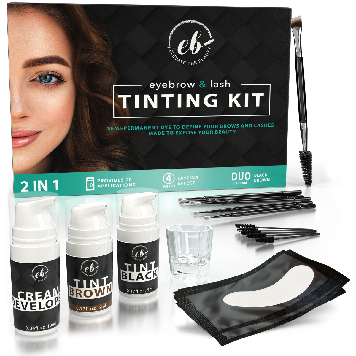 Eyebrow And Lash Tinting Kit Black And Brown Colors – Elevate The